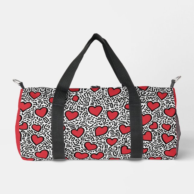 Pop Art Heart Pattern Duffle Bag (Vorderseite)