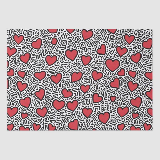 Pop Art Heart Pattern Seidenpapier (Vorderseite)