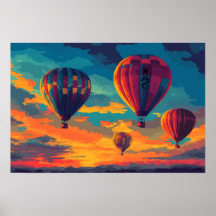 Pop-Art-Heißluftballon - Abenteuer am Himmel Poster