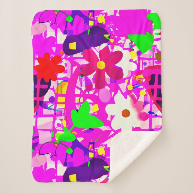 Pop Art helle Blume Sherpadecke (Vorderseite)