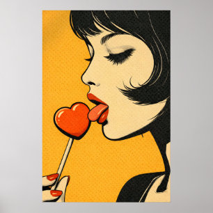 Pop-Art-Herz-Lutscher-Plakat, Retro-Comic-Stil Poster
