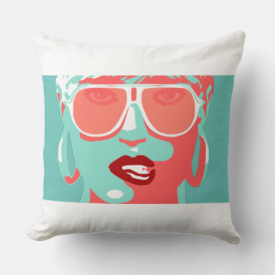 Pop Art Hübsche Sonnenbrille Roter Lipstick Kissen