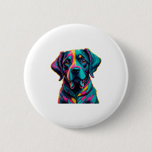 Pop-Art-Hund, der Ihrem Stil Spaß und Farbe verlei Button