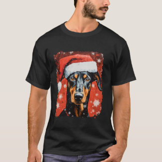 Pop Art Hund Dobermann Weihnachten T-Shirt