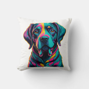 Pop-Art-Hund, um Ihrem Stil Spaß und Farbe zu verl Kissen