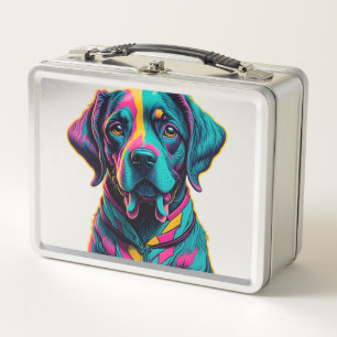 Pop-Art-Hund, um Ihrem Stil Spaß und Farbe zu verl Metall Brotdose