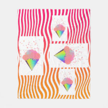 POP ART ICE CREAM CONS ON STRIPES Fleece Blanket