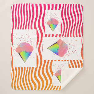 POP ART ICE CREAM CONS ON STRIPES Sherpa Blanket Sherpadecke