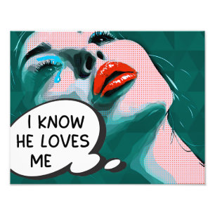 Pop Art Ich weiß, er liebt mich Mixed Media Fotodruck