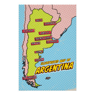 Pop Art Illustrated Argentinien Poster