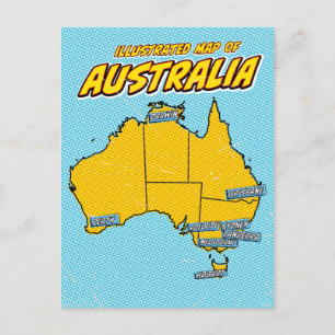 Pop Art Illustrated Australien Feiertagspostkarte