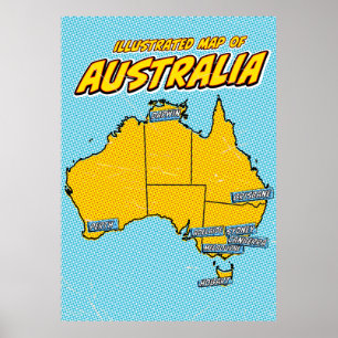 Pop Art Illustrated Australien  Poster