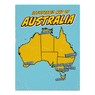 Pop Art Illustrated Australien Poster