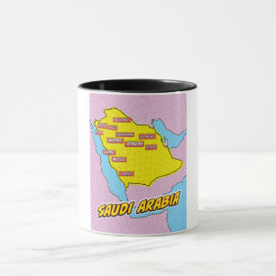 Pop-Art-Illustration der saudischen Karte Tasse