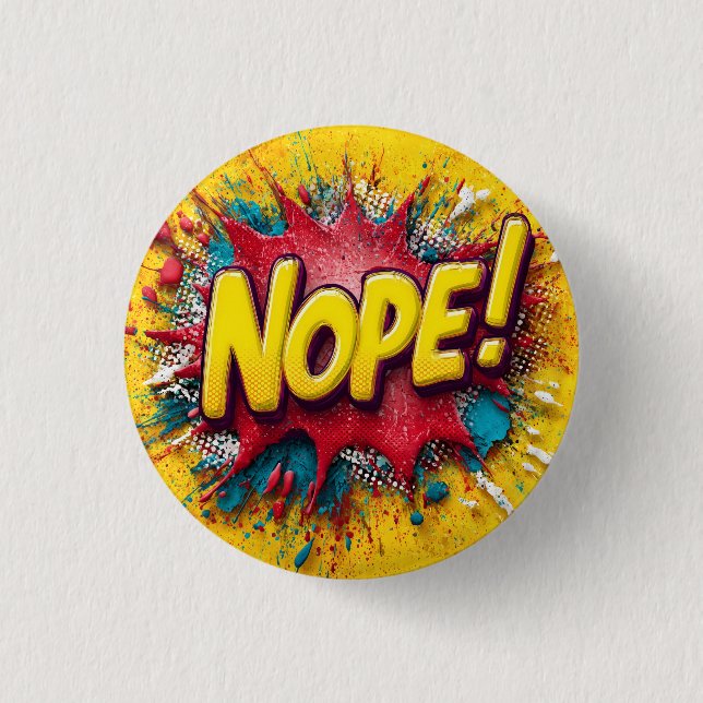 Pop-Art-Illustration mit fettem Gelb 'NEIN Button (Vorderseite)