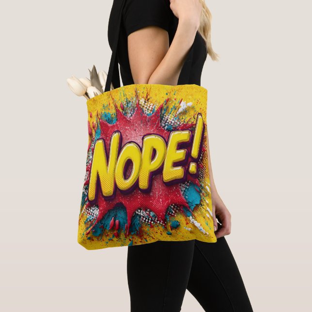 Pop-Art-Illustration mit fettem Gelb 'NOPE' (Von Nahem)