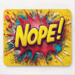 Pop-Art-Illustration mit fettem gelben 'NEIN' Mousepad