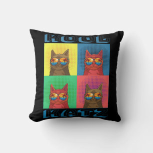 Pop-Art-Illustration von coolen Katzen, die Sonnen Kissen