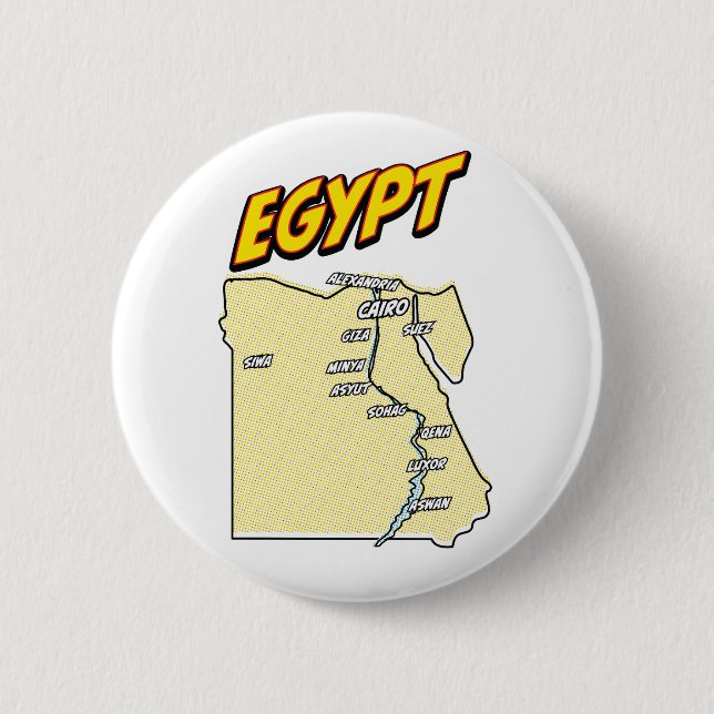 Pop Art Illustriert Ägypten Karte Button (Vorderseite)