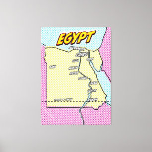 Pop Art Illustriert Ägypten Karte Leinwanddruck