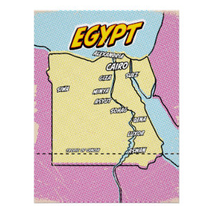 Pop Art Illustriert Ägypten Karte Poster