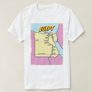 Pop Art Illustriert Ägypten Karte T-Shirt