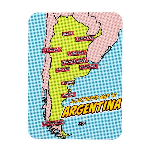Pop Art Illustriert Argentinien Magnet (Vertikal)