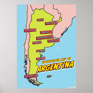 Pop Art Illustriert Argentinien Poster