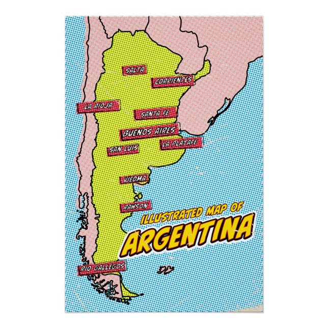 Pop Art Illustriert Argentinien Poster (Vorderseite)
