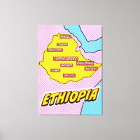 Pop Art Illustriert Äthiopien Karte