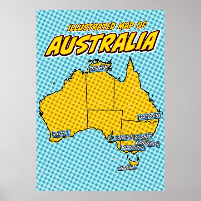 Pop Art Illustriert Australien Poster (Vorne)