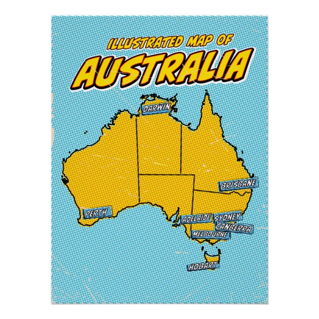 Pop Art Illustriert Australien Poster (Vorderseite)