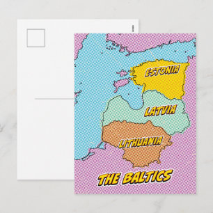 Pop Art Illustriert Baltic Staaten Karte