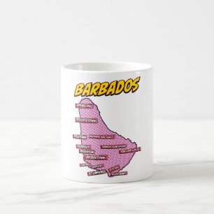 Pop Art Illustriert Barbados Karte Kaffeetasse