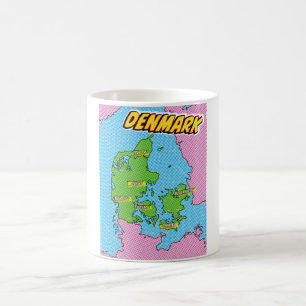 Pop Art Illustriert Denmark Karte Kaffeetasse