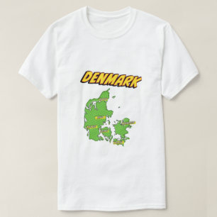 Pop Art Illustriert Denmark Karte T-Shirt