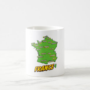 Pop Art Illustriert France Karte Kaffeetasse