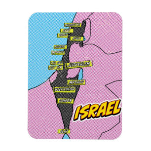 Pop Art Illustriert Israel Karte Magnet
