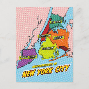 Pop Art Illustriert New York City Karte