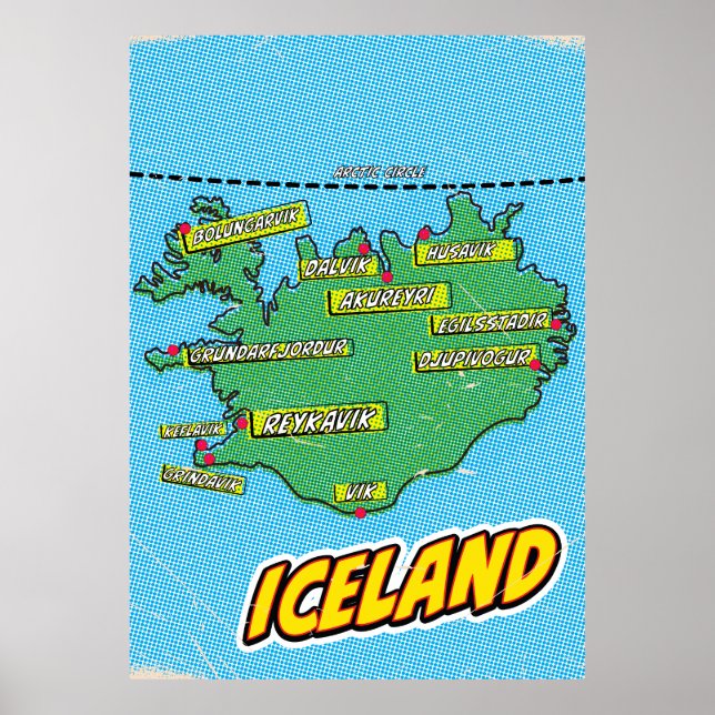 Pop Art Illustriert New York City Karte Poster (Vorne)