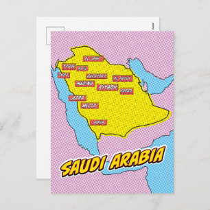 Pop Art Illustriert Saudi-Arabien Karte