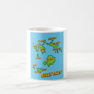 Pop Art Illustriert Scilly Isles Karte Kaffeetasse