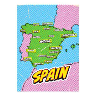 Pop Art Illustriert Spain Maps Fotodruck