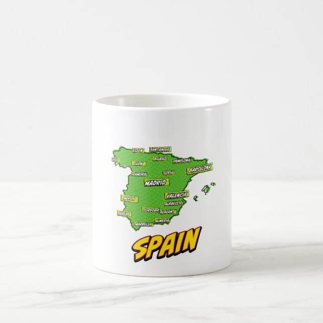 Pop Art Illustriert Spain Maps Kaffeetasse (Mittel)