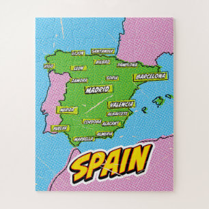Pop Art Illustriert Spain Maps Puzzle
