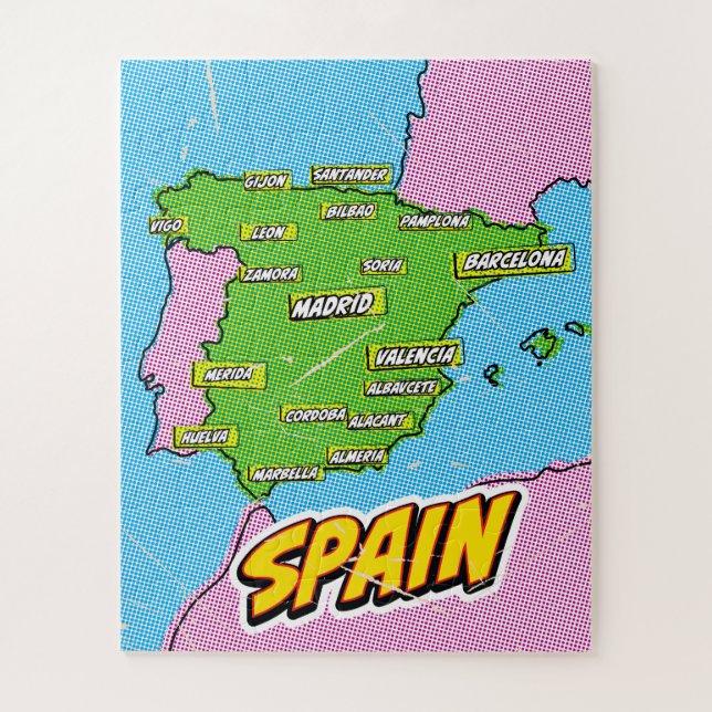 Pop Art Illustriert Spain Maps Puzzle (Vertikal)