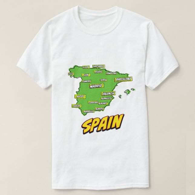 Pop Art Illustriert Spain Maps T-Shirt (Design vorne)