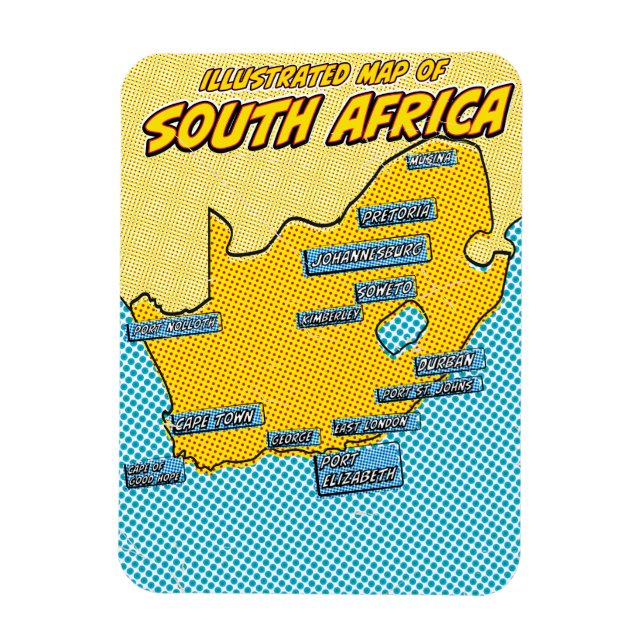 Pop Art Illustriert Südafrika Magnet (Vertikal)