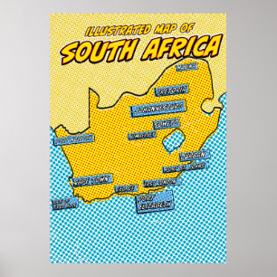 Pop Art Illustriert Südafrika Poster