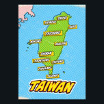 Pop Art Illustriert Taiwan Karte Fotodruck<br><div class="desc">Pop Art Illustriert Taiwan asiatische Karte in einem schönen Vintagen abgenutzten Stil.</div>
